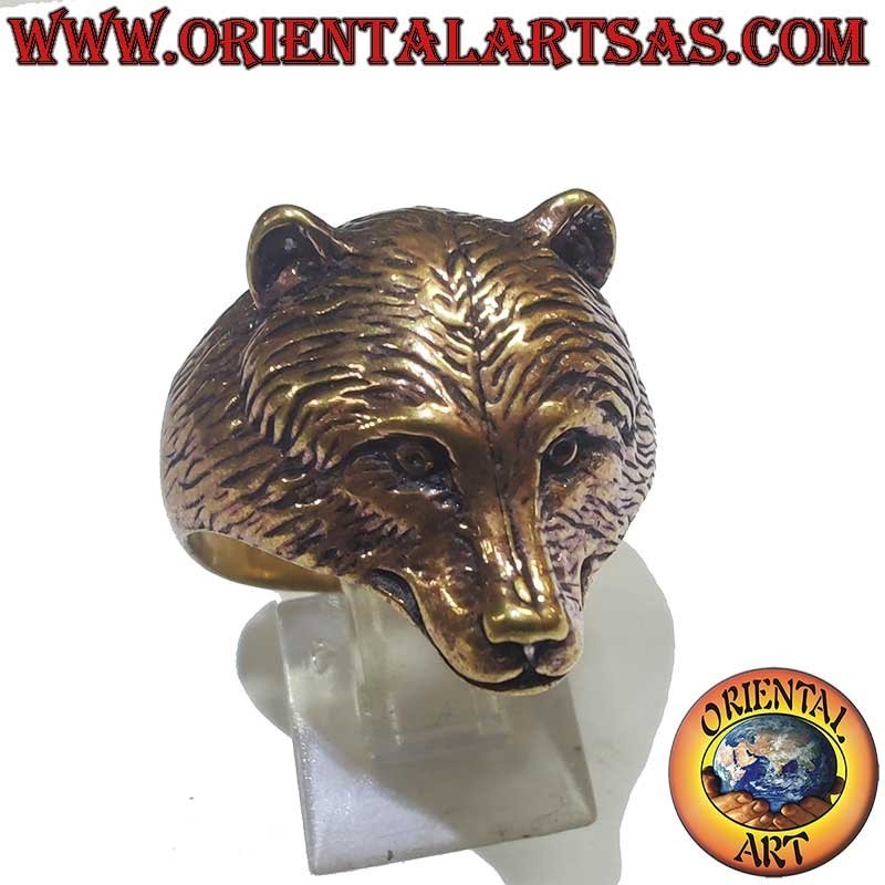Anello Testa di Orso in Bronzo – Gioiello Animale Simbolo di Forza