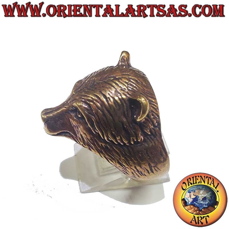 Anello Testa di Orso in Bronzo – Gioiello Animale Simbolo di Forza