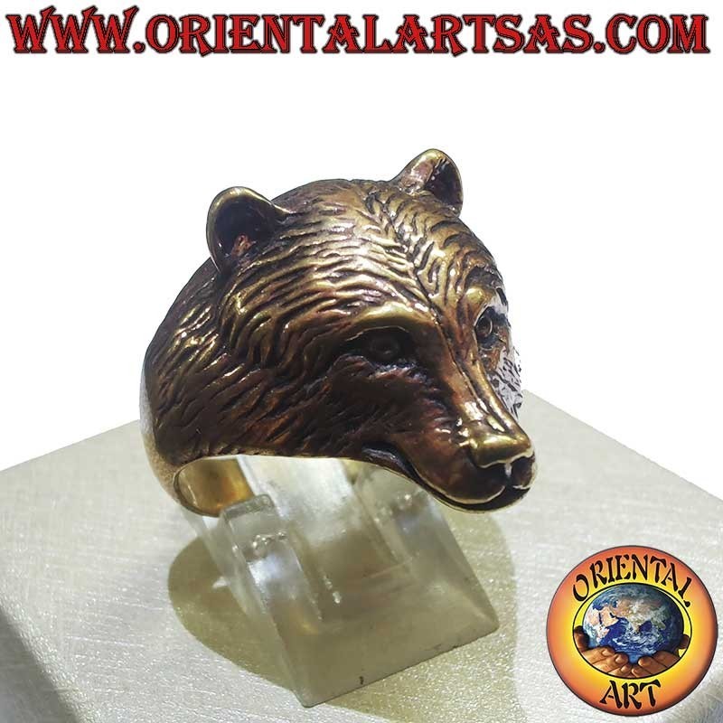 Anillo Cabeza de Oso Bronce 24mm - Símbolo de Fuerza | Oriental Art
