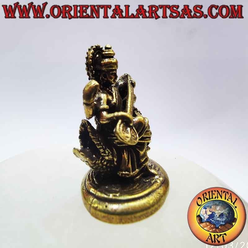 Statua Saraswati su Cigno Ottone 32mm - Dea Indiana | Oriental Art
