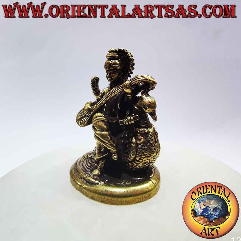 Saraswati auf Schwan Statue Messing - Indische Göttin | Oriental Art