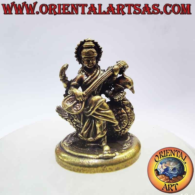 Estatua Saraswati sobre Cisne Latón - Diosa India | Oriental Art