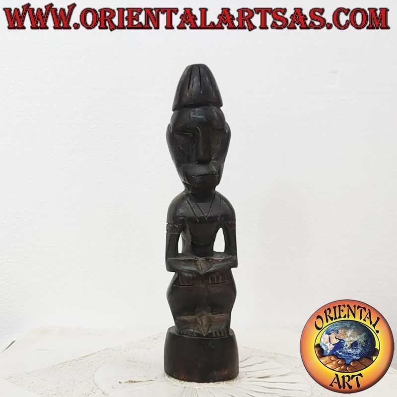 Statua Tribale Dayak Legno Ferro Borneo 27cm - Antenato Protettore