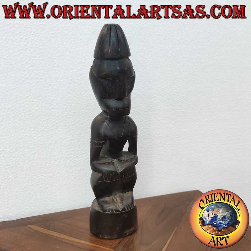 Statua Tribale Dayak Legno Ferro Borneo 27cm - Antenato Protettore