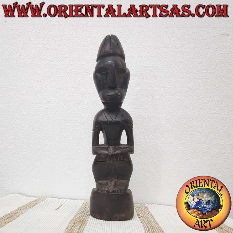 Statua Tribale Dayak Legno Ferro Borneo 27cm - Antenato Protettore