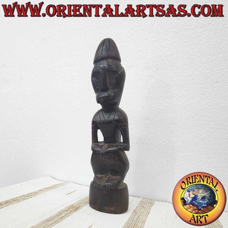 Statua Tribale Dayak Legno Ferro Borneo 27cm - Antenato Protettore