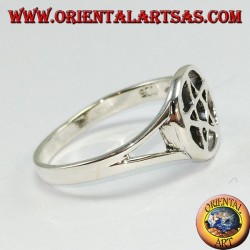 Silver ring with perforated pentacle