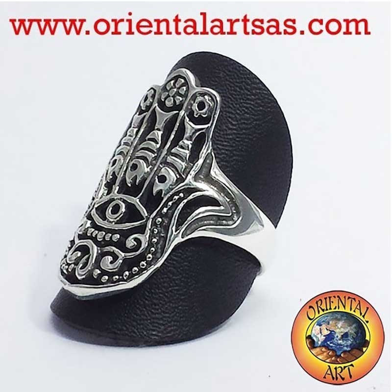 Bague Main de Fatima Œil Ajourée Argent 925 - Hamsa | Oriental Art