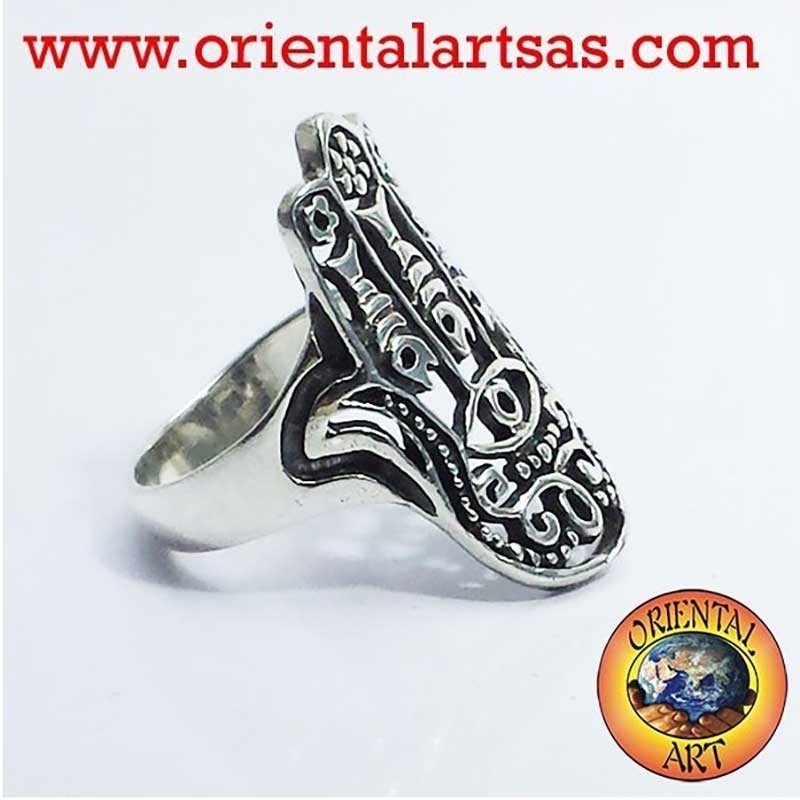 Hamsa Hand Evil Eye Openwork Ring 925 Silver - Protection | Oriental Art