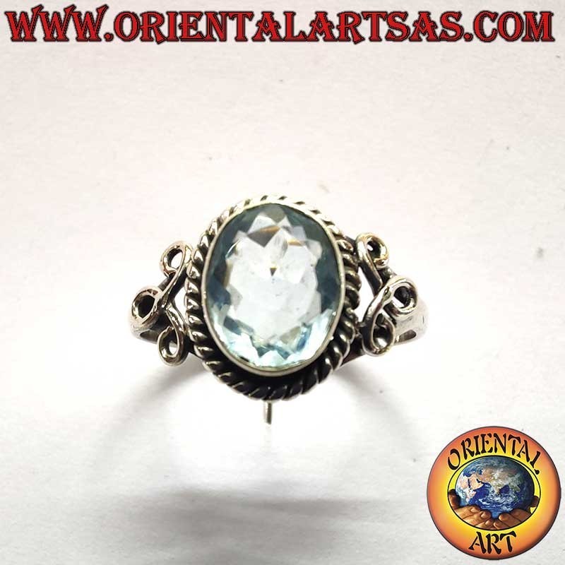 Ovaler Topas Geflecht Ring 925 Silber 7x9mm | Oriental Art