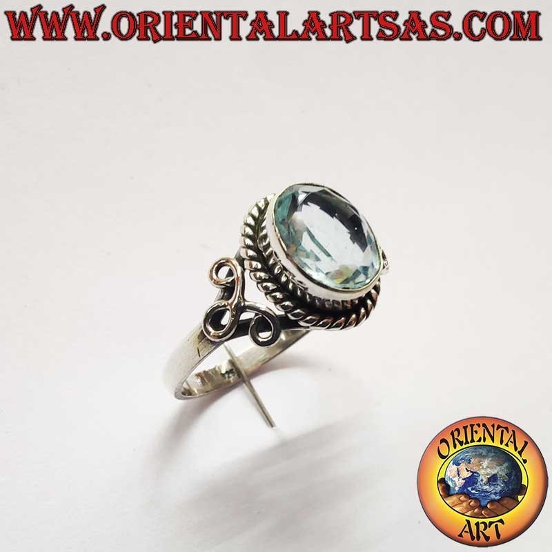 Anello Topazio Ovale Treccia Argento 925 7x9mm | Oriental Art