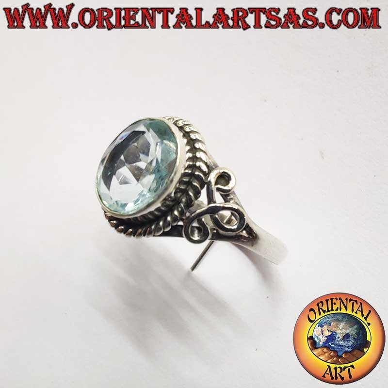 Ovaler Topas Geflecht Ring 925 Silber 7x9mm | Oriental Art