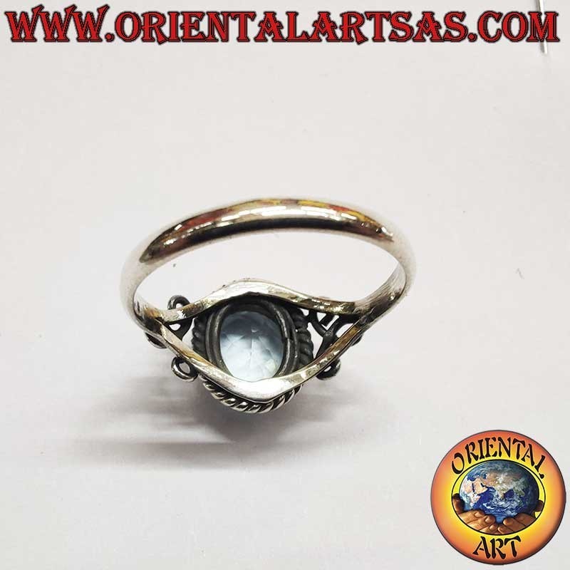 Anillo Topacio Oval Trenza Plata 925 7x9mm | Oriental Art