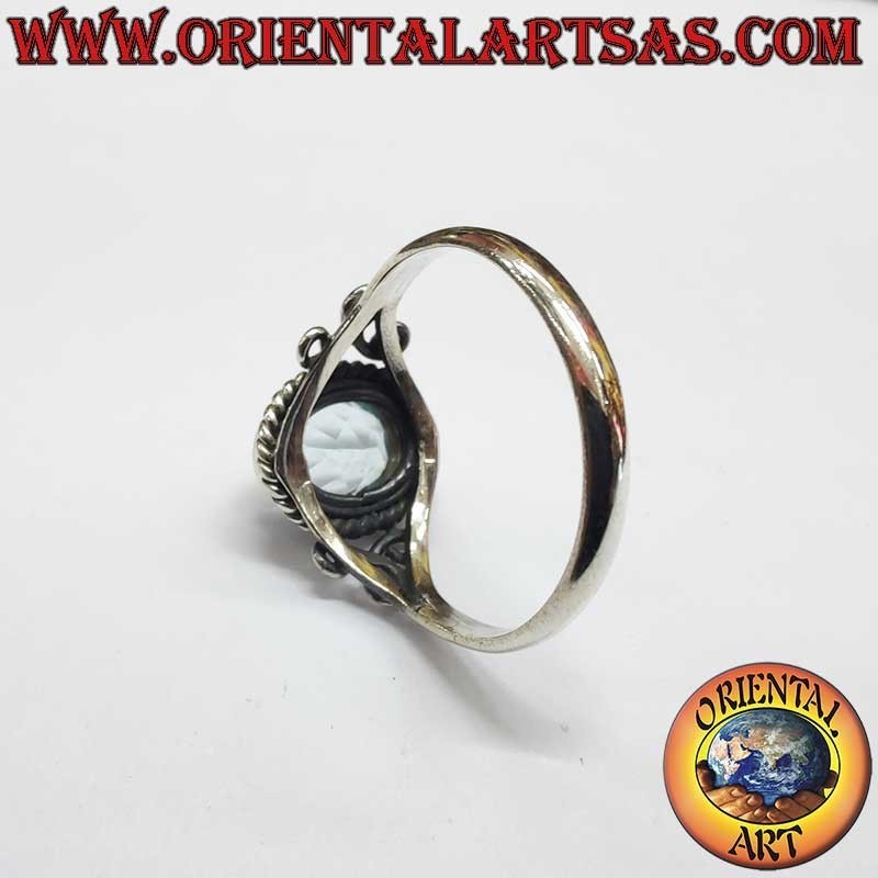 Anello Topazio Ovale Treccia Argento 925 7x9mm | Oriental Art