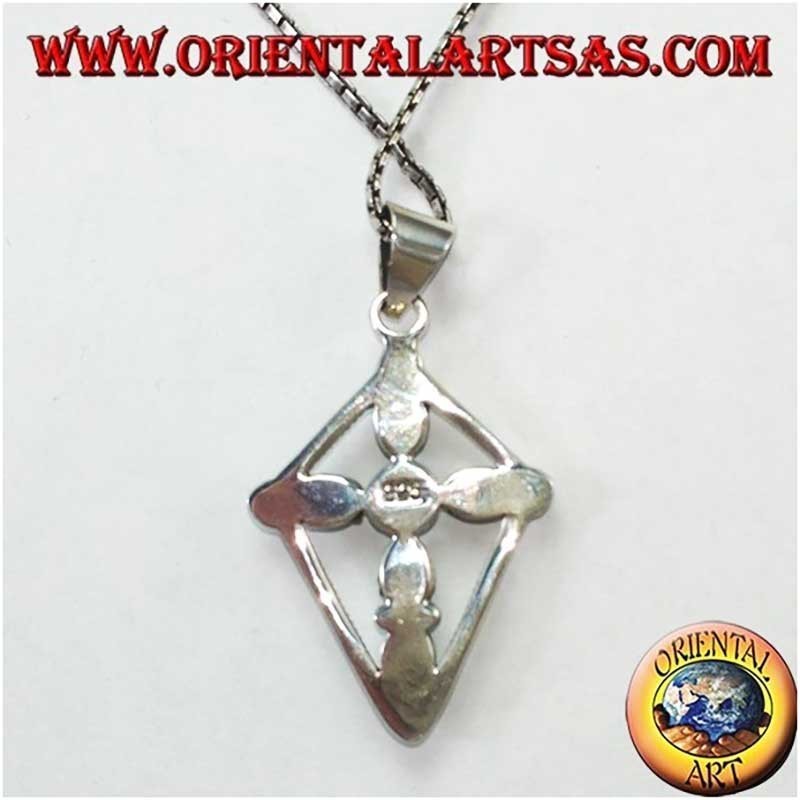 Colgante Cruz Turquesas Ovales Redonda Plata 925 | Oriental Art