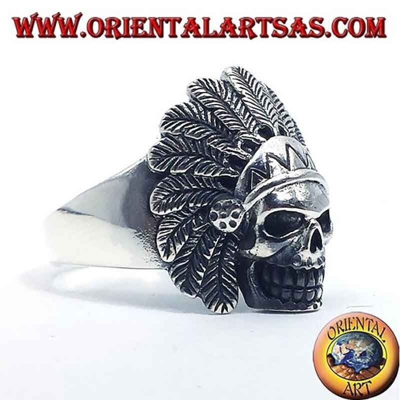 Native American Skull Headdress Ring 925 Silver 23x20mm | Oriental Art