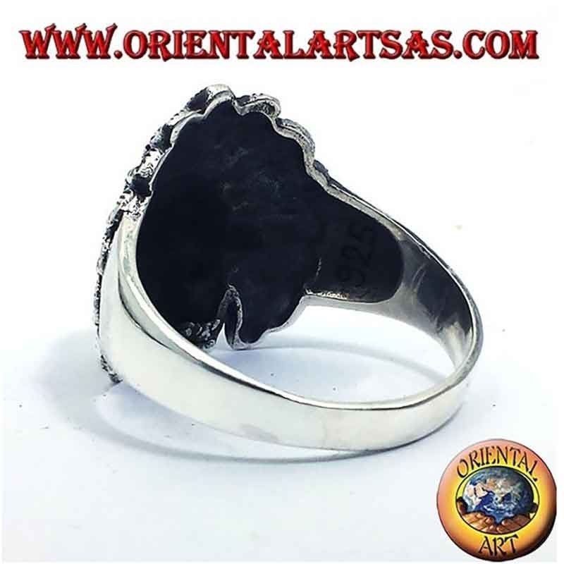 Indianer Schädel Kopfschmuck Ring 925 Silber 23x20mm | Oriental Art