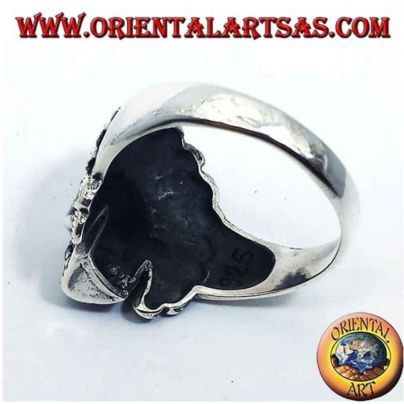 Anillo Calavera India Tocado Plumas Plata 925 23x20mm | Oriental Art