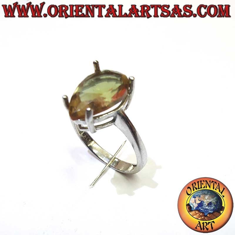 Rauchtopaz Tropfen 4 Krallen Ring 925 Silber 8x12mm | Oriental Art