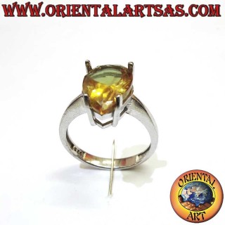 Bague Topaze Fumée Goutte 4 Griffes Argent 925 - Pierre Naturelle Oriental Art