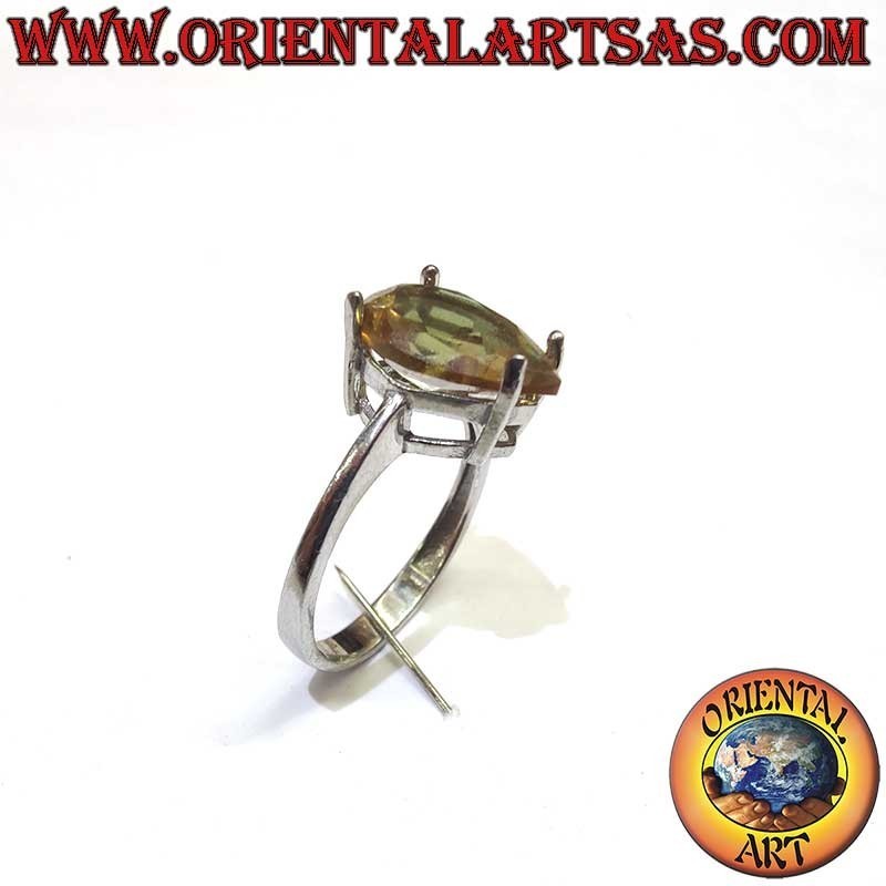 Rauchtopaz Tropfen 4 Krallen Ring 925 Silber 8x12mm | Oriental Art