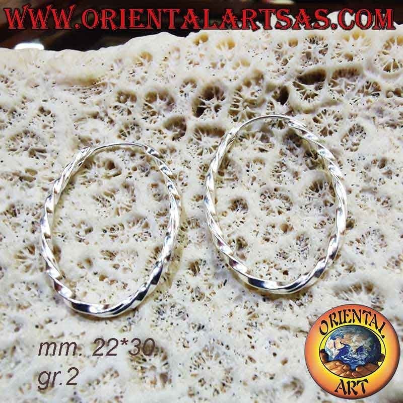 Silber Creolen 925 Oval Gedreht | Quadratischer Querschnitt