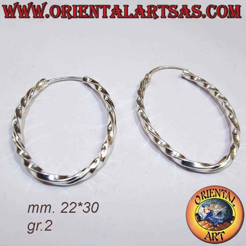 Pendientes Aro Ovalados Plata 925 Retorcidos | Diseño Twist