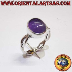 Bague Améthyste Ovale Cabochon Tressage Argent 925 - Bijou Spirituel Oriental Art
