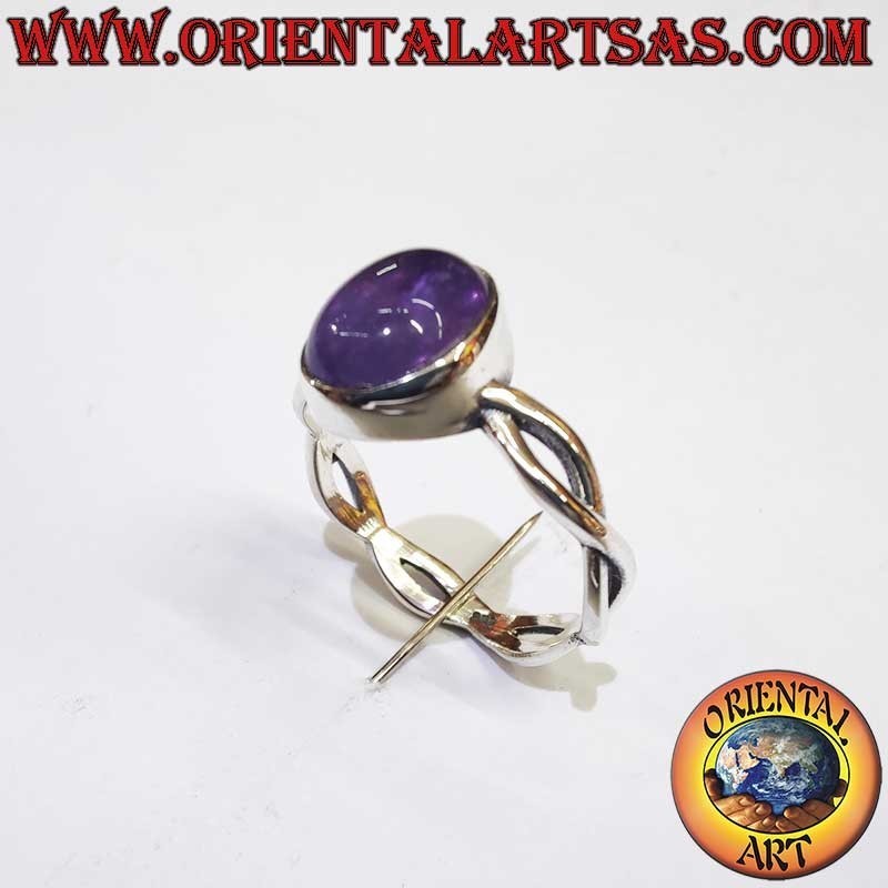Anillo Amatista Oval Cabujón Trenzado Plata 925 | Oriental Art