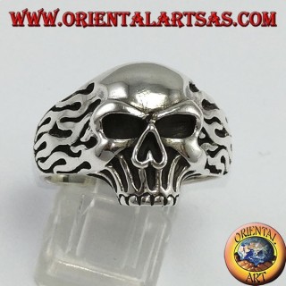 Silber Ring, Schädel mit Feuer