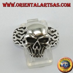Silber Ring, Schädel mit Feuer