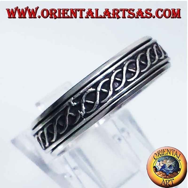 Anillo Girable Anti-Estrés Nudo ADN Plata 925 6mm | Oriental Art