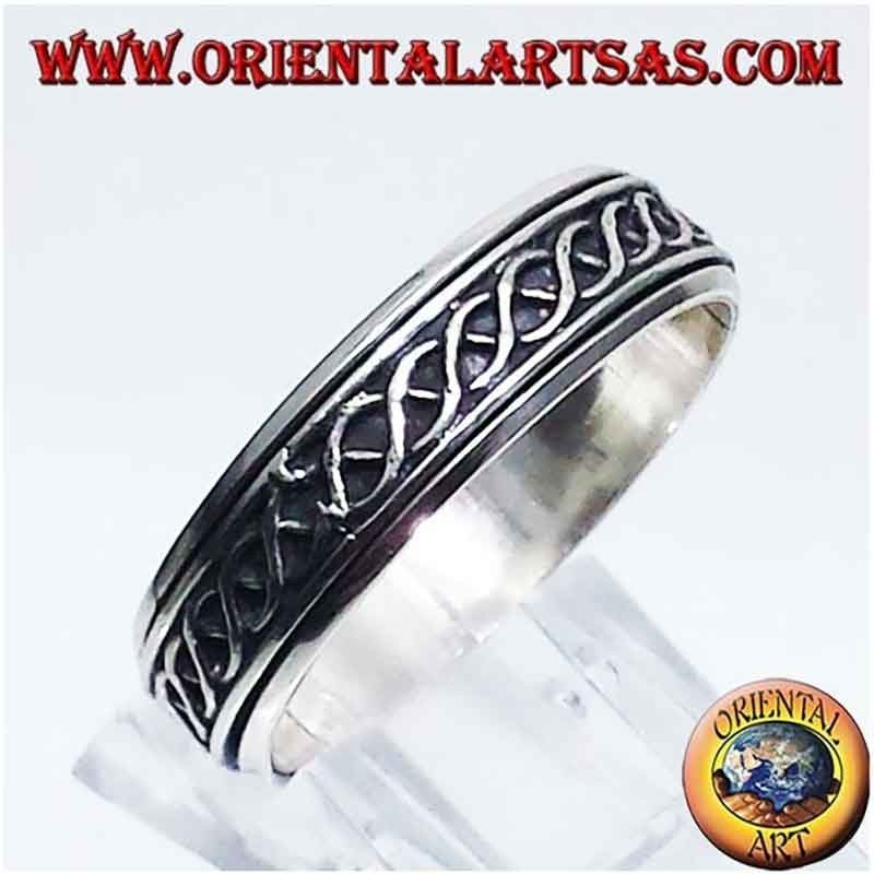 Bague Tournante Anti-Stress Nœud ADN Argent 925 6mm | Oriental Art