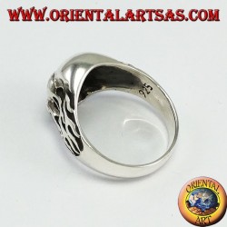 Silber Ring, Schädel mit Feuer