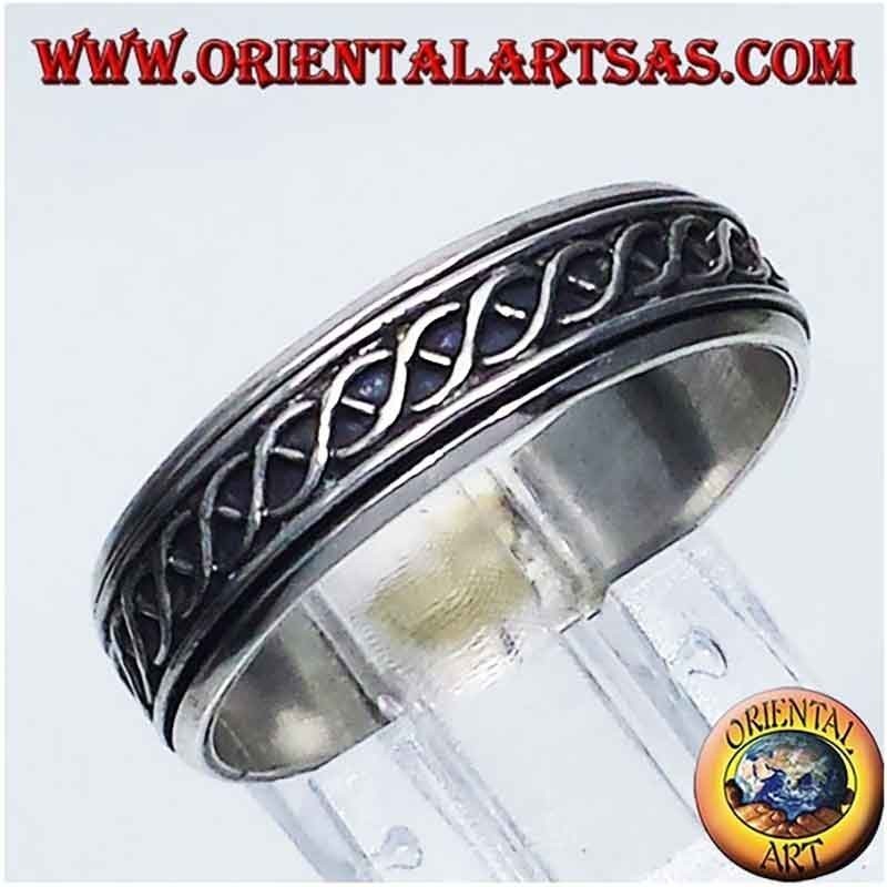Bague Tournante Anti-Stress Nœud ADN Argent 925 6mm | Oriental Art
