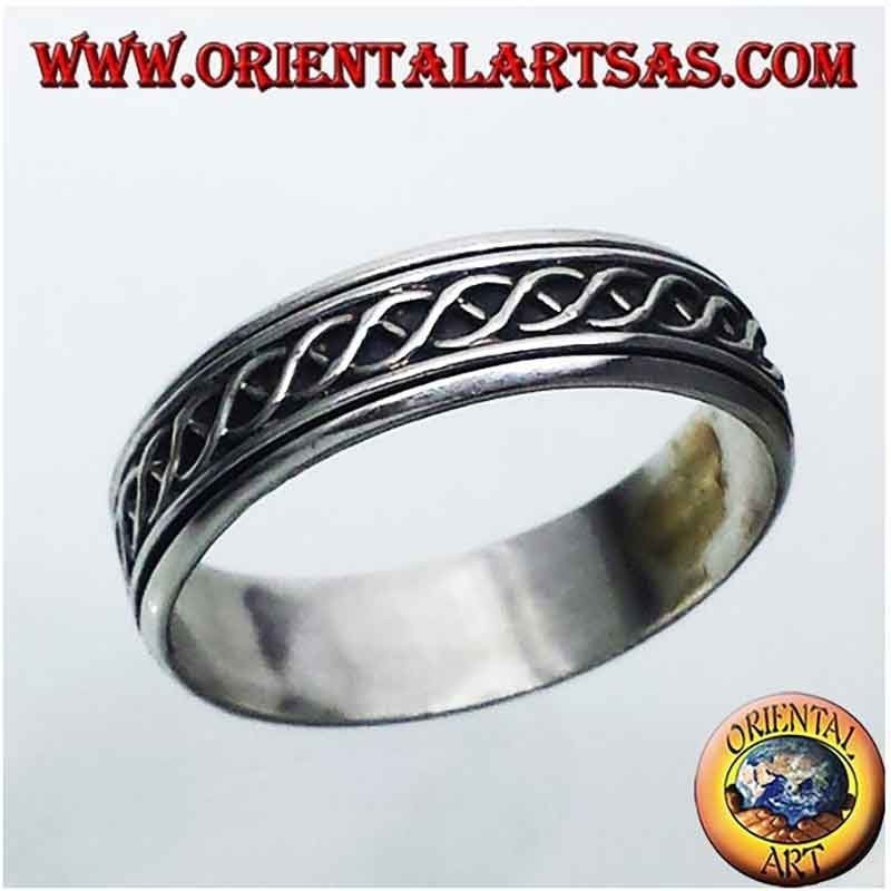Drehbarer Anti-Stress DNA Knoten Ring 925 Silber 6mm | Oriental Art