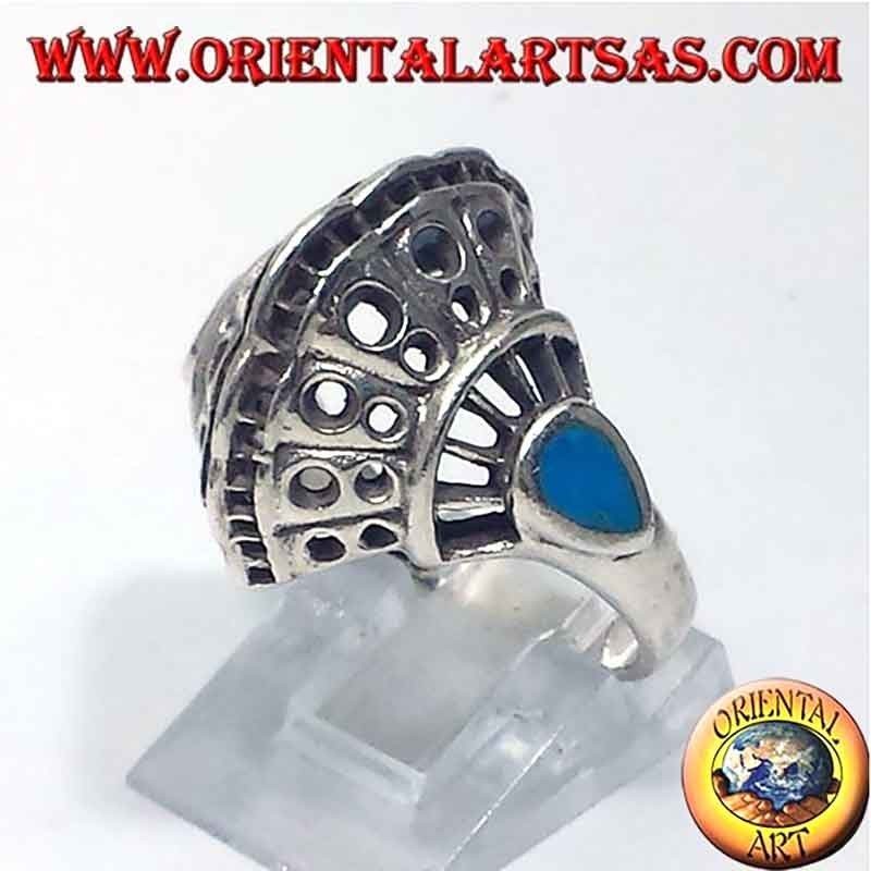 Openwork Shell Shape Turquoise Ring 925 Silver 19mm | Oriental Art