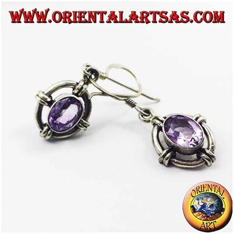 Pendientes Plata 925 Amatista Nepal | Diseño Artesanal 4 Nudos