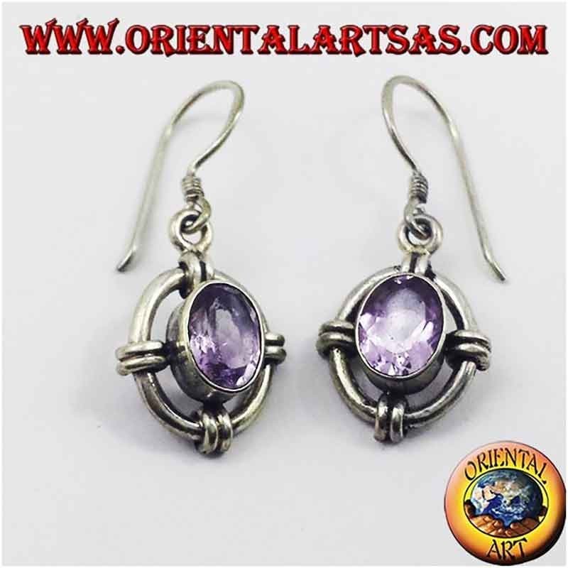 Silberohrringe 925 Amethyst Nepal | Handgefertigtes Knoten-Design
