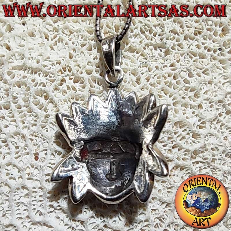 Native American Headdress Turquoise Coral Pendant 925 Silver | Oriental Art