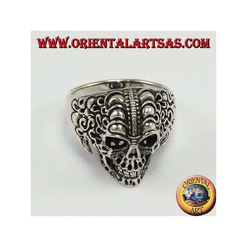 Anello in argento,Teschio tribale