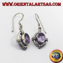 Orecchini in argento con Ametista ovale sfaccettata