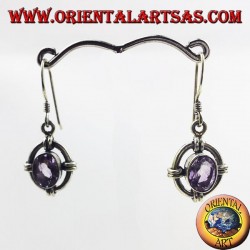 Orecchini in argento con Ametista ovale sfaccettata