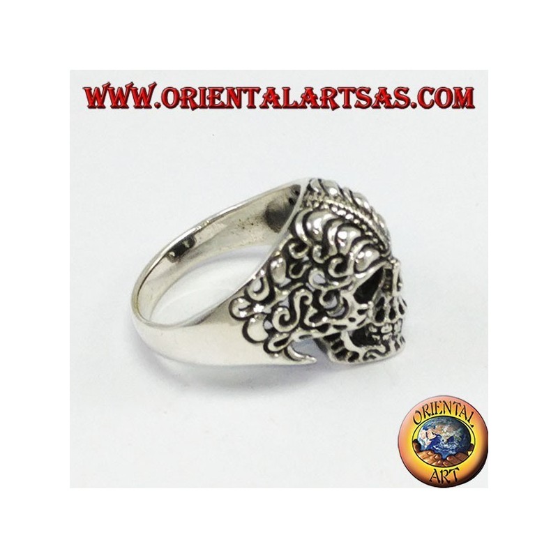Anello in argento,Teschio tribale