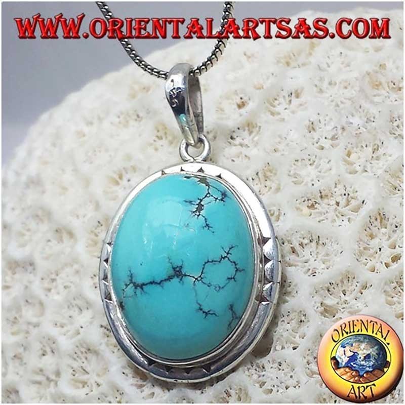 Colgante Turquesa Tibetana Antigua Plata 925 Nepal - Pieza Única