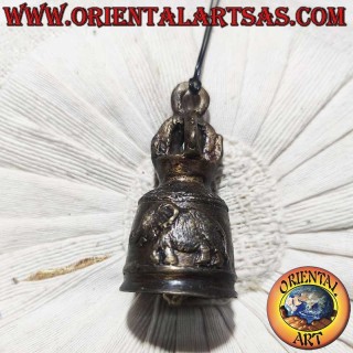 Cloche Temple Bouddhiste Bronze Éléphant Feng Shui 8cm 120g - Oriental Art