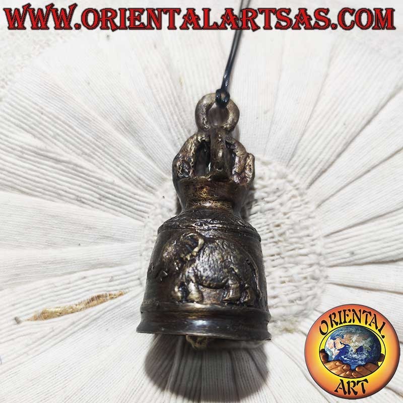 Campana Templo Budista Bronce Elefante Feng Shui 8cm 120g - Oriental Art