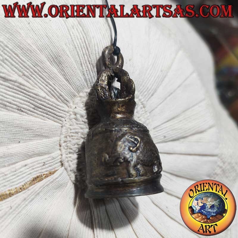 Campana Tempio Buddista Bronzo Elefante Feng Shui 8cm 120g | Oriental Art