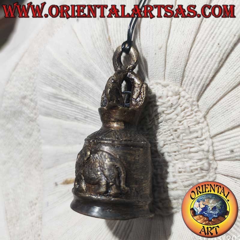 Campana Tempio Buddista Bronzo Elefante Feng Shui 8cm 120g | Oriental Art