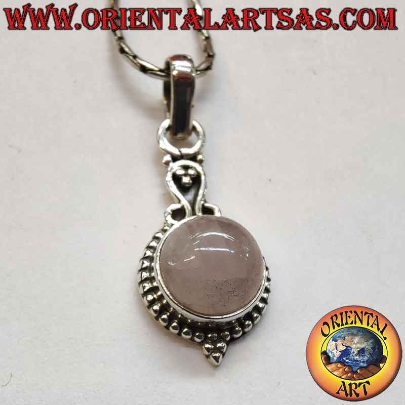 Rosenguarz Perlen Oberen Verzierungen Anhänger 925 Silber 30mm | Oriental Art
